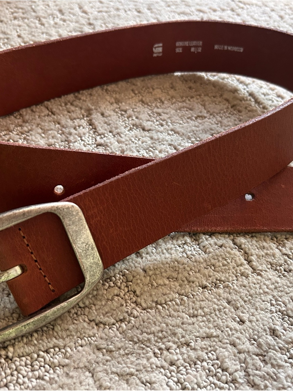 G-Star Brown Leather Belt with Silver-Tone Buckle